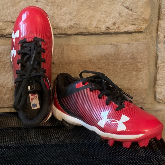 Under Armour Kids Red and Black Athletic Sneakers - Picture 1 of 1